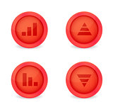 Financial graph set on glossy icons