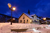 Illuminated Street of Megeve on Christmas Eve, French Alps, Fran