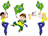 Brazil Sport Fan with Flag and Horn