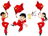 China Sport Fan with Flag and Horn