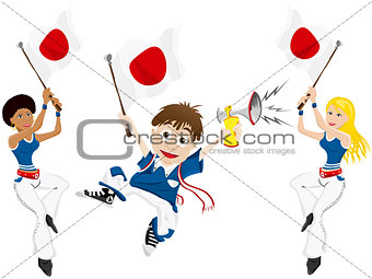 Japan Sport Fan with Flag and Horn