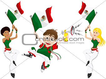 Mexico Sport Fan with Flag and Horn