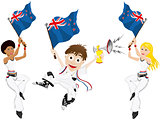 New Zealand Sport Fan with Flag and Horn