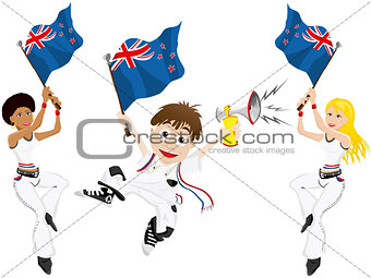 New Zealand Sport Fan with Flag and Horn