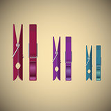 Clothes pin set on gradient background