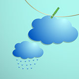 Cloud and rain drops icon hang on string