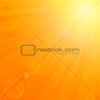 Background  with warm sun and lens flare