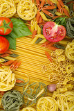 Various Italian pasta background