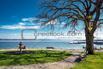 Lake Starnberg with bench