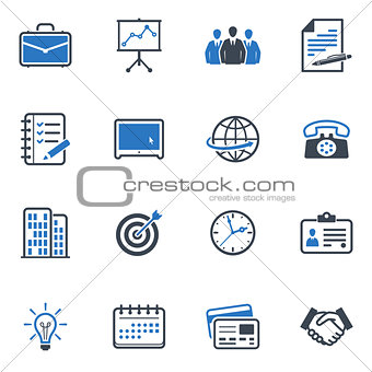 Business and Office Icons - Blue Series