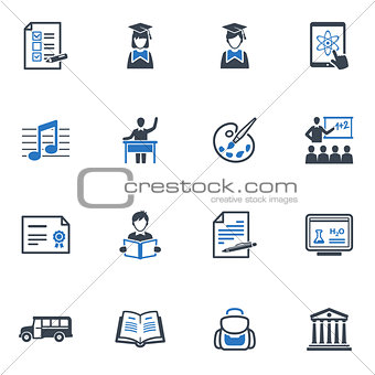School and Education Icons Set 2 - Blue Series