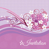 Invitation card with pink and white flowers