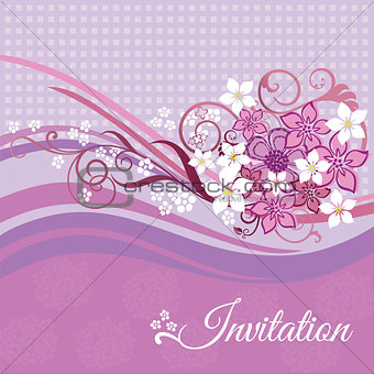 Invitation card with pink and white flowers