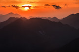 Sunset over the Fagaras Mountains, Southern Carpathians