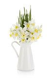 Bouquet of white daffodils in jug