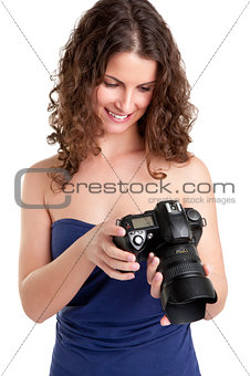 Woman Looking at a Camera