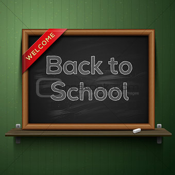 Back to school, written on a blackboard, vector Eps10 image.