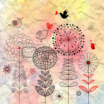 flowers and love birds