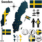 Map of Sweden with regions