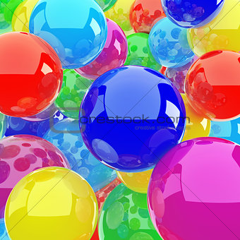 red blue yellow spheres in the form of the background image