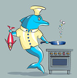 The dolphin is the cook