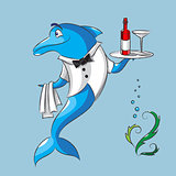 The dolphin is the waiter