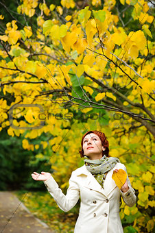 young woman in autumn park 