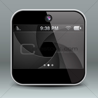 App design mobile phone camera icon, vector Eps10 illustration.