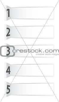 Numbered abstract white banners with shadows