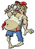 Red neck zombie cartoon with big belly