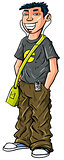 Cartoon teenage Asian boy.