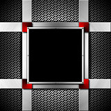 Red and Metal Background with Metal Frame