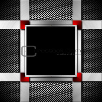 Red and Metal Background with Metal Frame