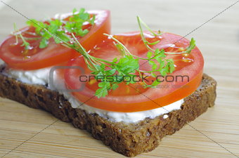  slice of bread with cottage cheese 