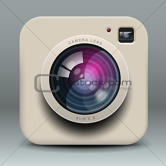White photo camera icon, vector Eps10 illustration.