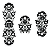 Folk embroidery - floral traditional polish pattern in black and white