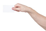 adult man hand holding blank visiting card