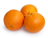 three ripe round oranges