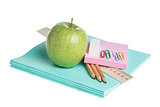 school supplies with apple