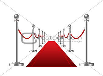 Red event carpet isolated on a white background.