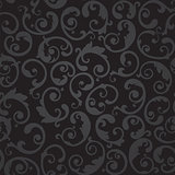 Seamless black and grey swirls floral wallpaper