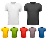 Black and white and color men t-shirts. Design template. Vector