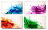 Collection of colorful abstract watercolor cards. Vector