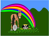lucky animals with rainbow