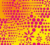 yellow background pink dot flower vector art
