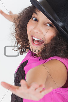 Happy Singing Dancing Mixed Race African American Girl Child