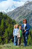 Family  and summer Matterhorn mountain (Alps) 