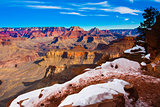 Snow-Capped Hiking Trail in World Famous Grand Canyon National Park, Arizona, United States