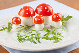 Tomato and egg fly agaric mushrooms