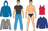 Man and clothes colored collection
